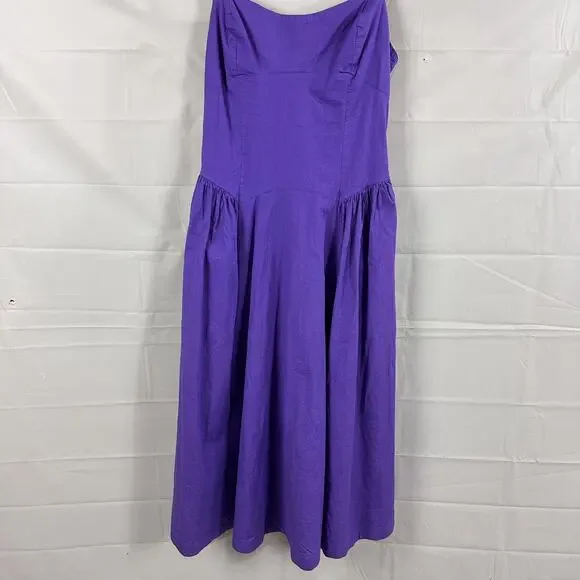 Free People Dress Womens Medium Paolo Midi Purple Sundress Romantic Retro Chic - Picture 7 of 14